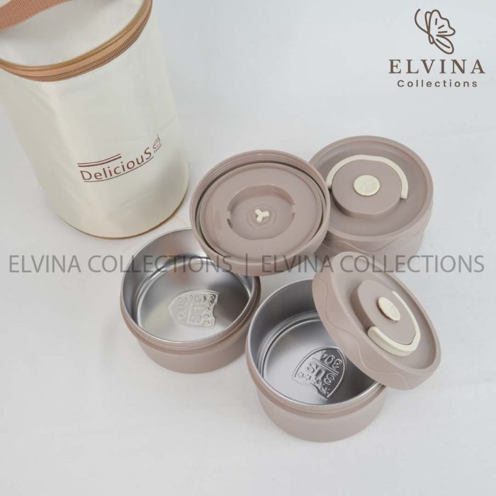 ست سه تیکه ظرف غذا استیل به همراه کیف عایق دار کد1592( لانچ باکس 3طبقه کیف دار) - Image 7