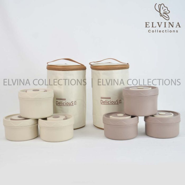 ست سه تیکه ظرف غذا استیل به همراه کیف عایق دار کد1592( لانچ باکس 3طبقه کیف دار) - Image 5