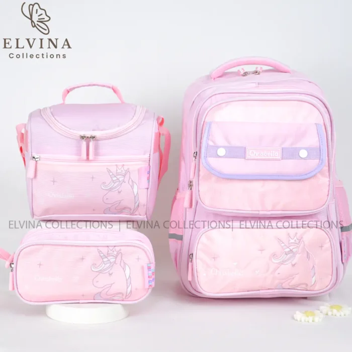 کیف مدرسه سه تیکه یونیکورن برند کریس بلا chrisbella کد1779 (کوله، جامدادی، کیف غذا) - Image 2