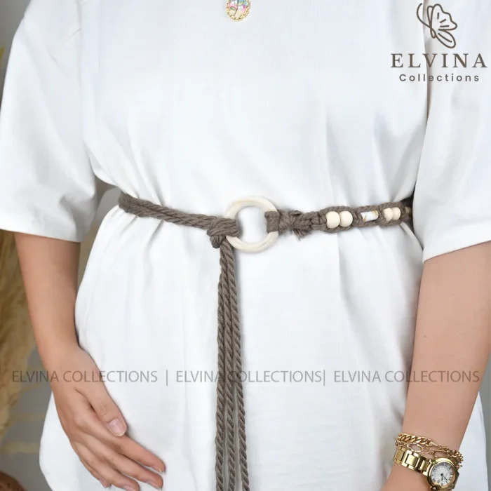 کمربند کنفی گره ای زنانه مهره دار کد 1826 - Image 6