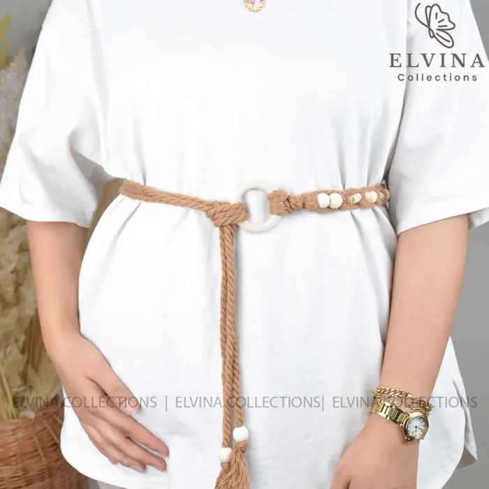 کمربند کنفی گره ای زنانه مهره دار کد 1826 - Image 10